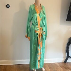 Elegant Green and Orange Women's Robe
